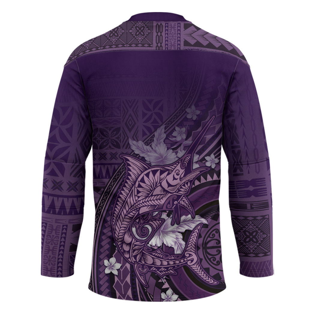 Samoa Tatau Marlin Hockey Jersey With Siapo Motifs Violet LT05 - Polynesian Pride