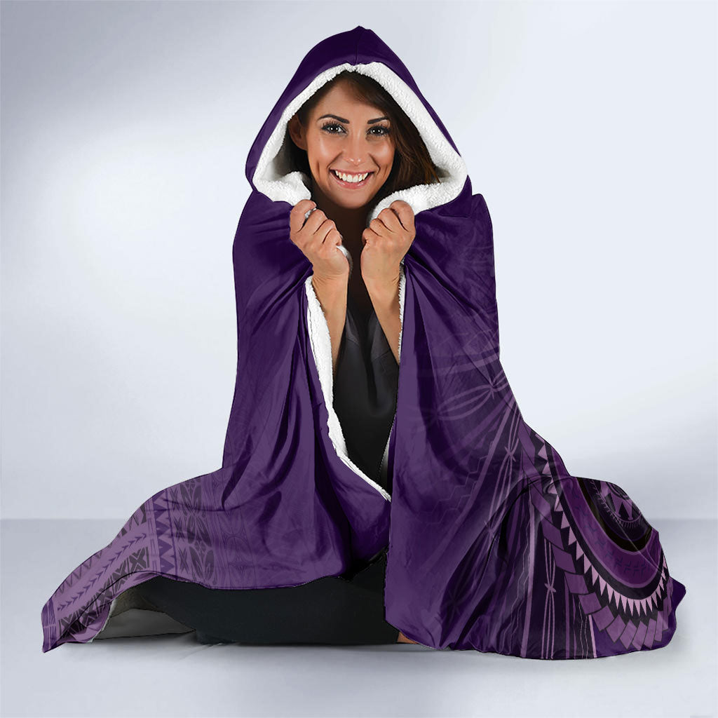 Samoa Tatau Marlin Hooded Blanket With Siapo Motifs Violet LT05 - Polynesian Pride