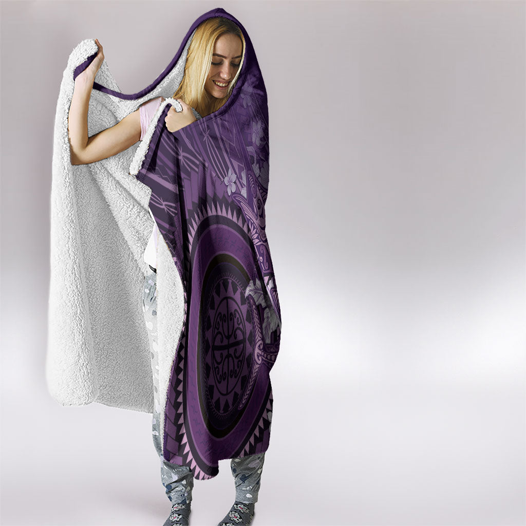 Samoa Tatau Marlin Hooded Blanket With Siapo Motifs Violet LT05 - Polynesian Pride