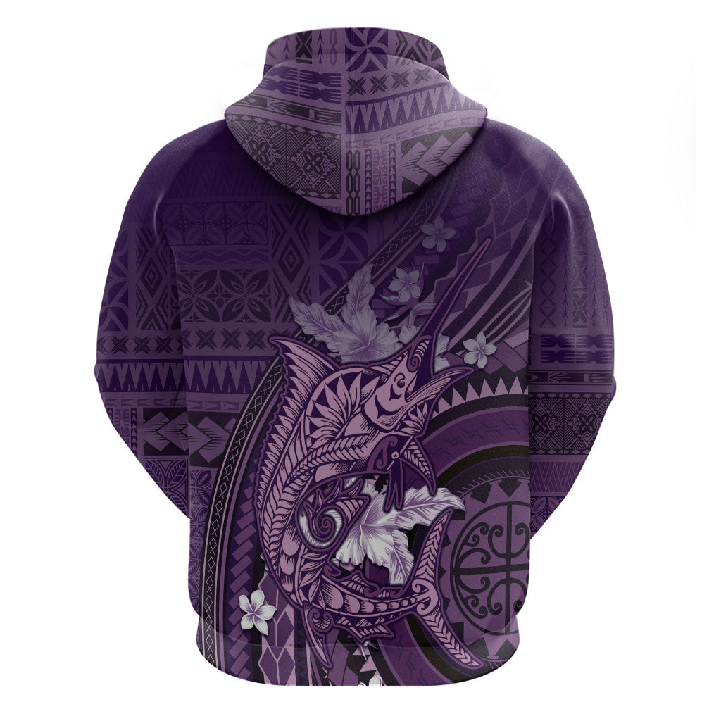 Samoa Tatau Marlin Hoodie With Siapo Motifs Violet LT05 - Polynesian Pride
