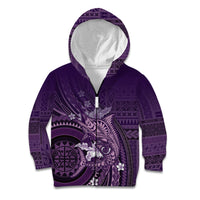 Samoa Tatau Marlin Kid Hoodie With Siapo Motifs Violet LT05 Zip Hoodie Violet - Polynesian Pride