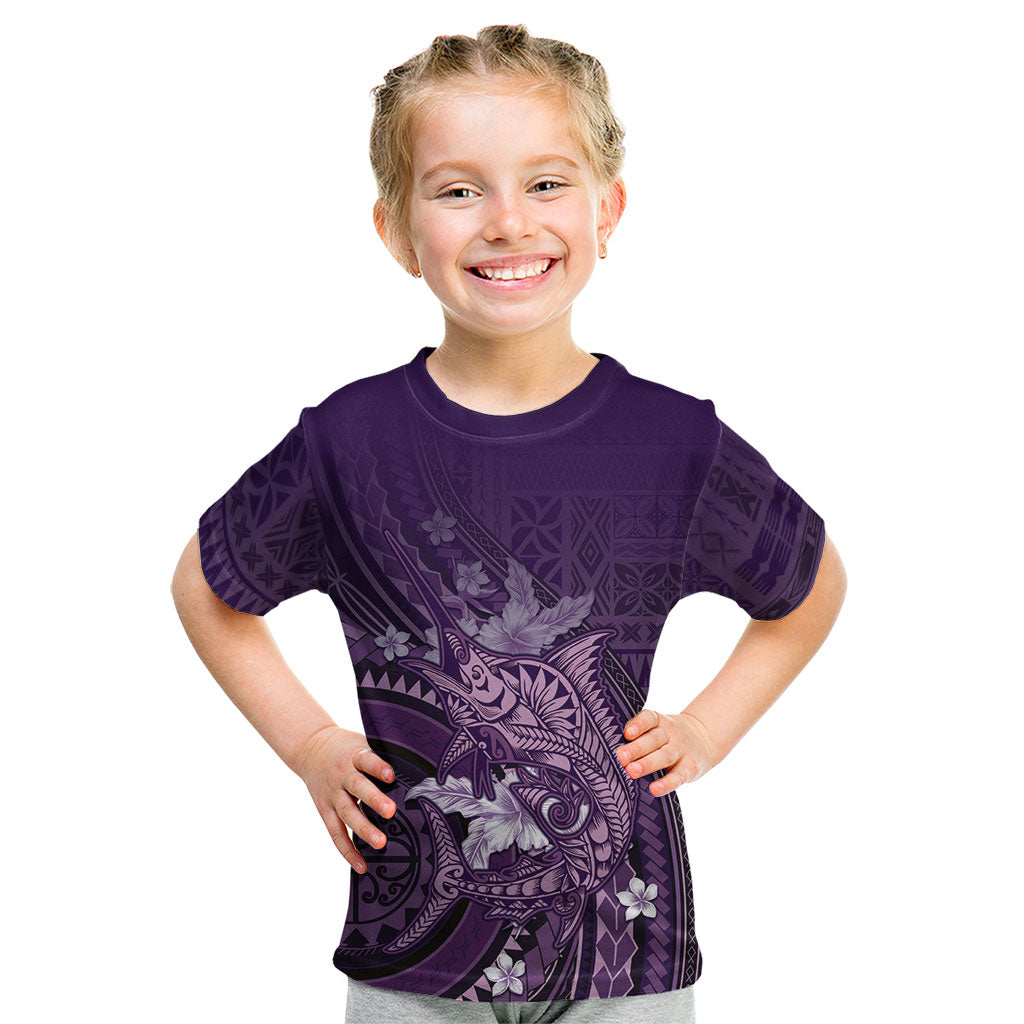 Samoa Tatau Marlin Kid T Shirt With Siapo Motifs Violet