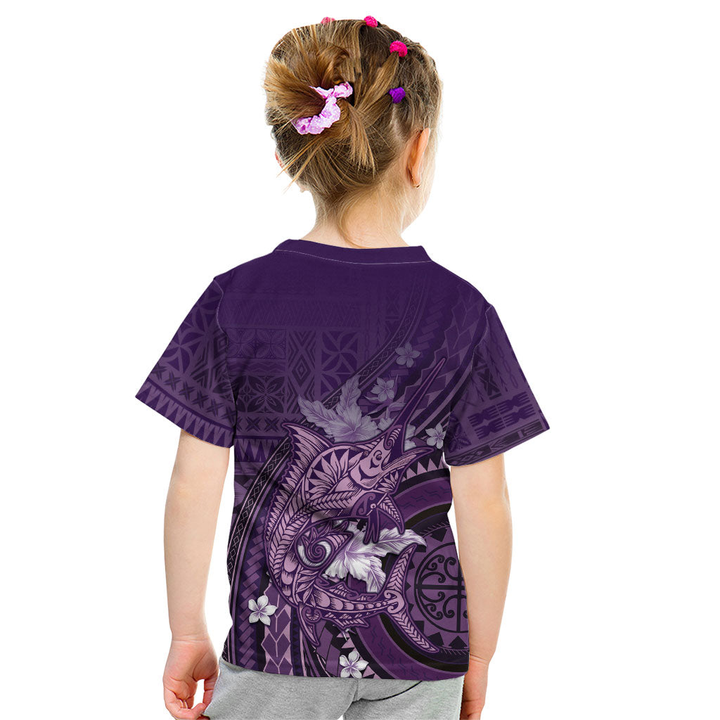 Samoa Tatau Marlin Kid T Shirt With Siapo Motifs Violet