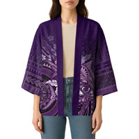 Samoa Tatau Marlin Kimono With Siapo Motifs Violet LT05 - Polynesian Pride