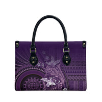 Samoa Tatau Marlin Leather Bag With Siapo Motifs Violet LT05 - Polynesian Pride