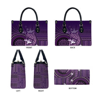 Samoa Tatau Marlin Leather Bag With Siapo Motifs Violet LT05 - Polynesian Pride
