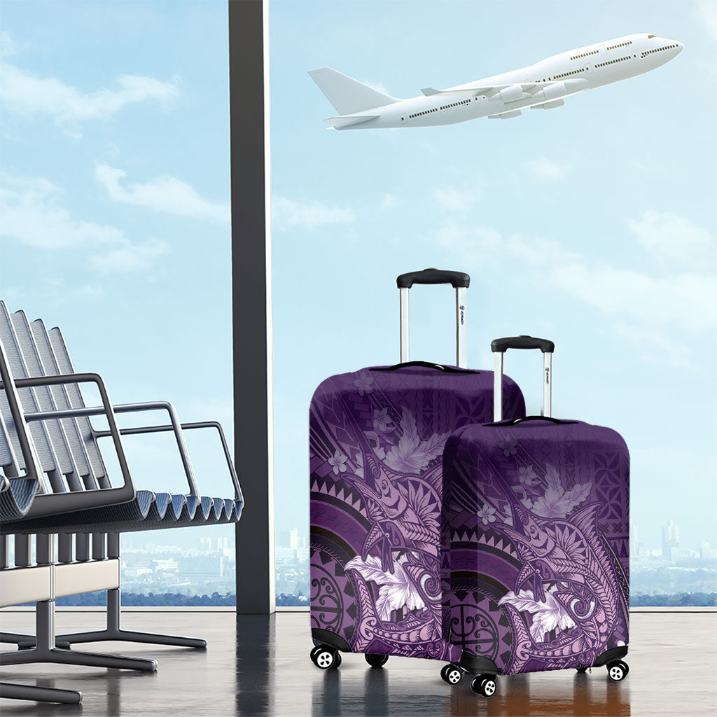 Samoa Tatau Marlin Luggage Cover With Siapo Motifs Violet LT05 - Polynesian Pride
