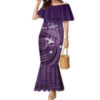 Samoa Tatau Marlin Mermaid Dress With Siapo Motifs Violet LT05 Women Violet - Polynesian Pride