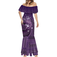 Samoa Tatau Marlin Mermaid Dress With Siapo Motifs Violet LT05 - Polynesian Pride