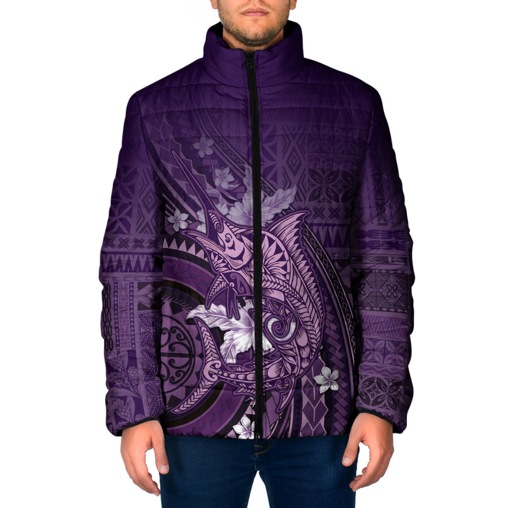 Samoa Tatau Marlin Padded Jacket With Siapo Motifs Violet