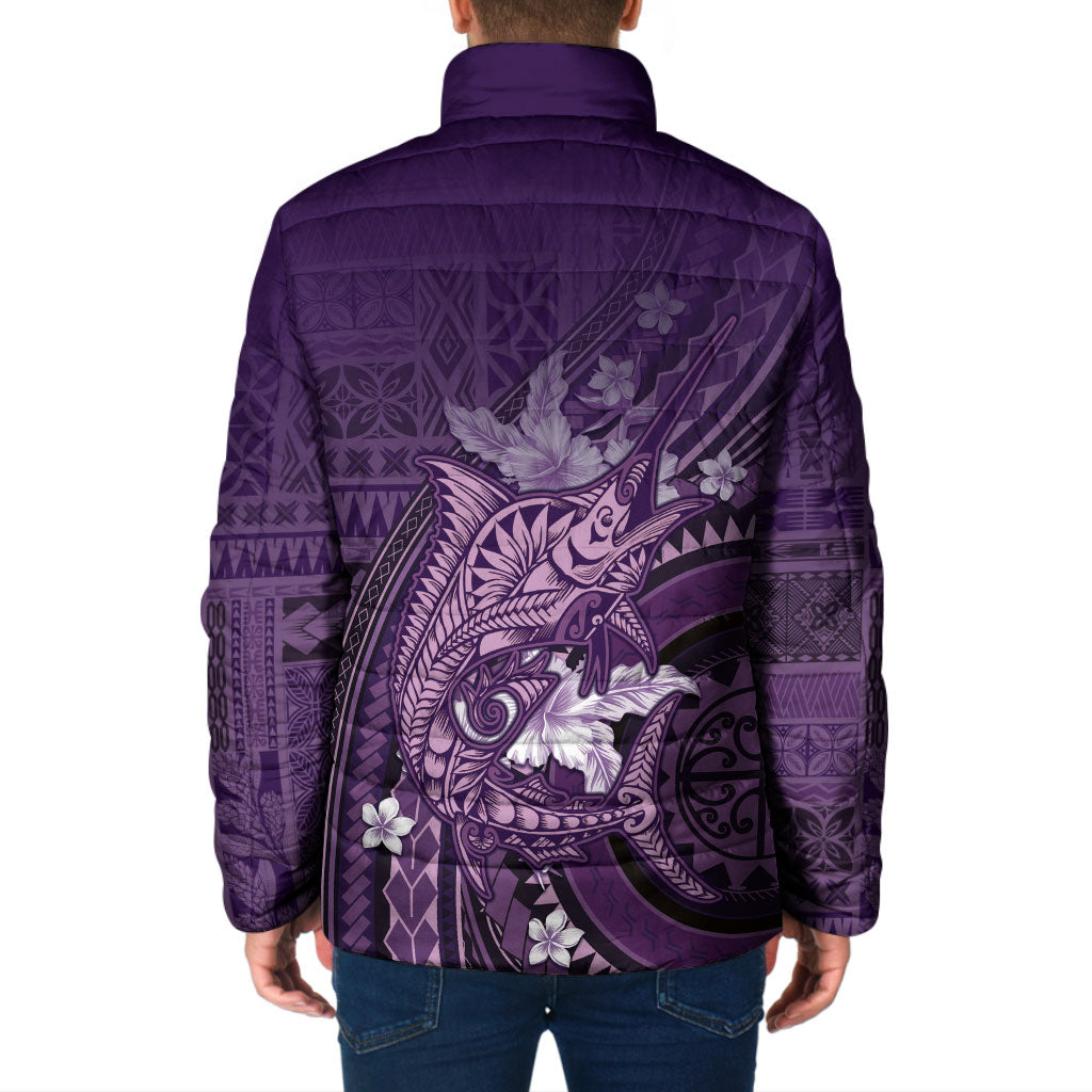 Samoa Tatau Marlin Padded Jacket With Siapo Motifs Violet