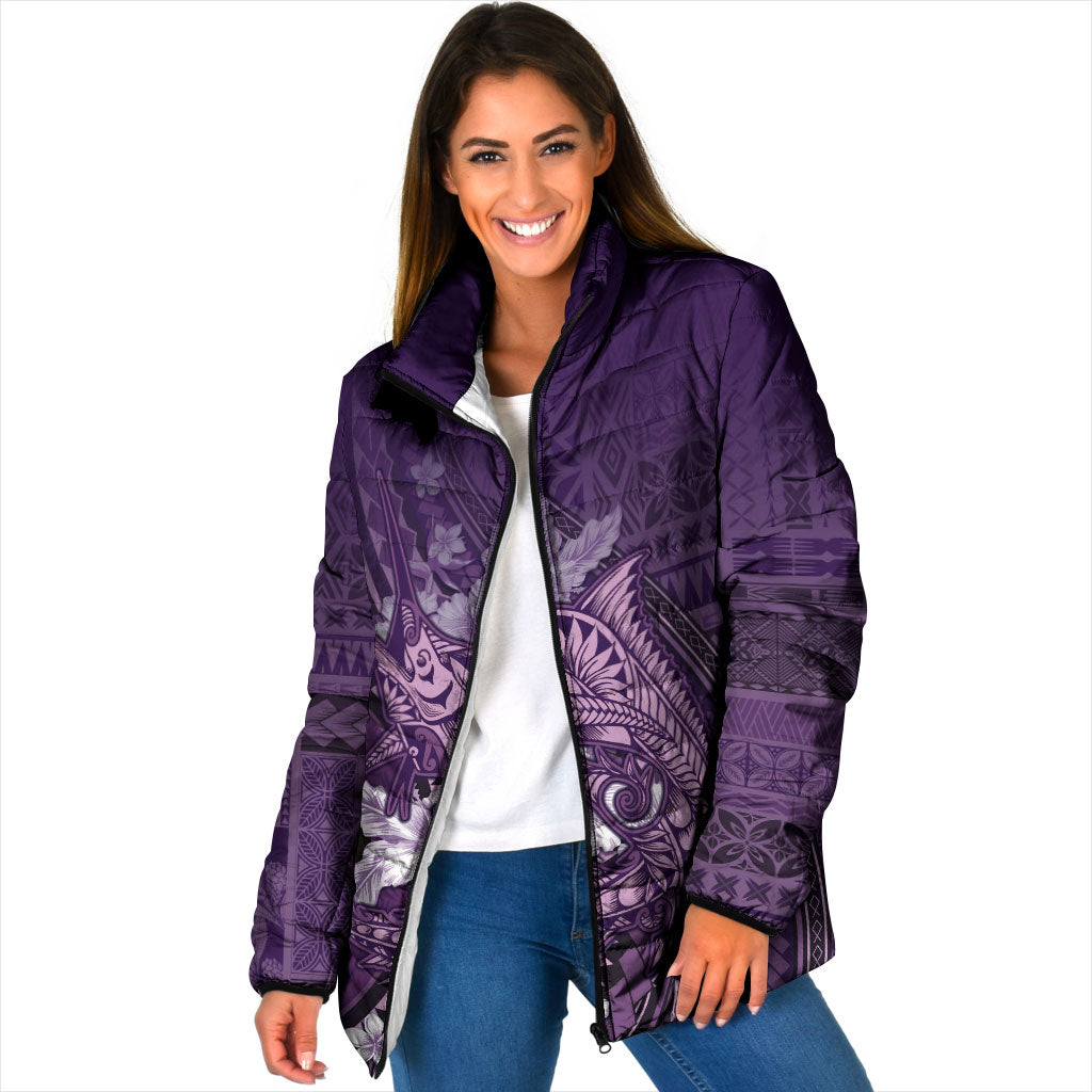 Samoa Tatau Marlin Padded Jacket With Siapo Motifs Violet