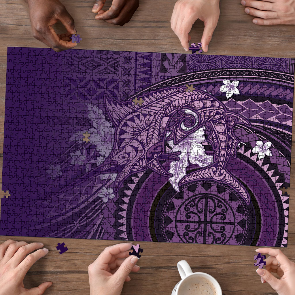 Samoa Tatau Marlin Puzzle With Siapo Motifs Violet LT05 - Polynesian Pride