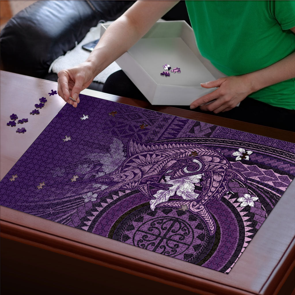 Samoa Tatau Marlin Puzzle With Siapo Motifs Violet LT05 - Polynesian Pride