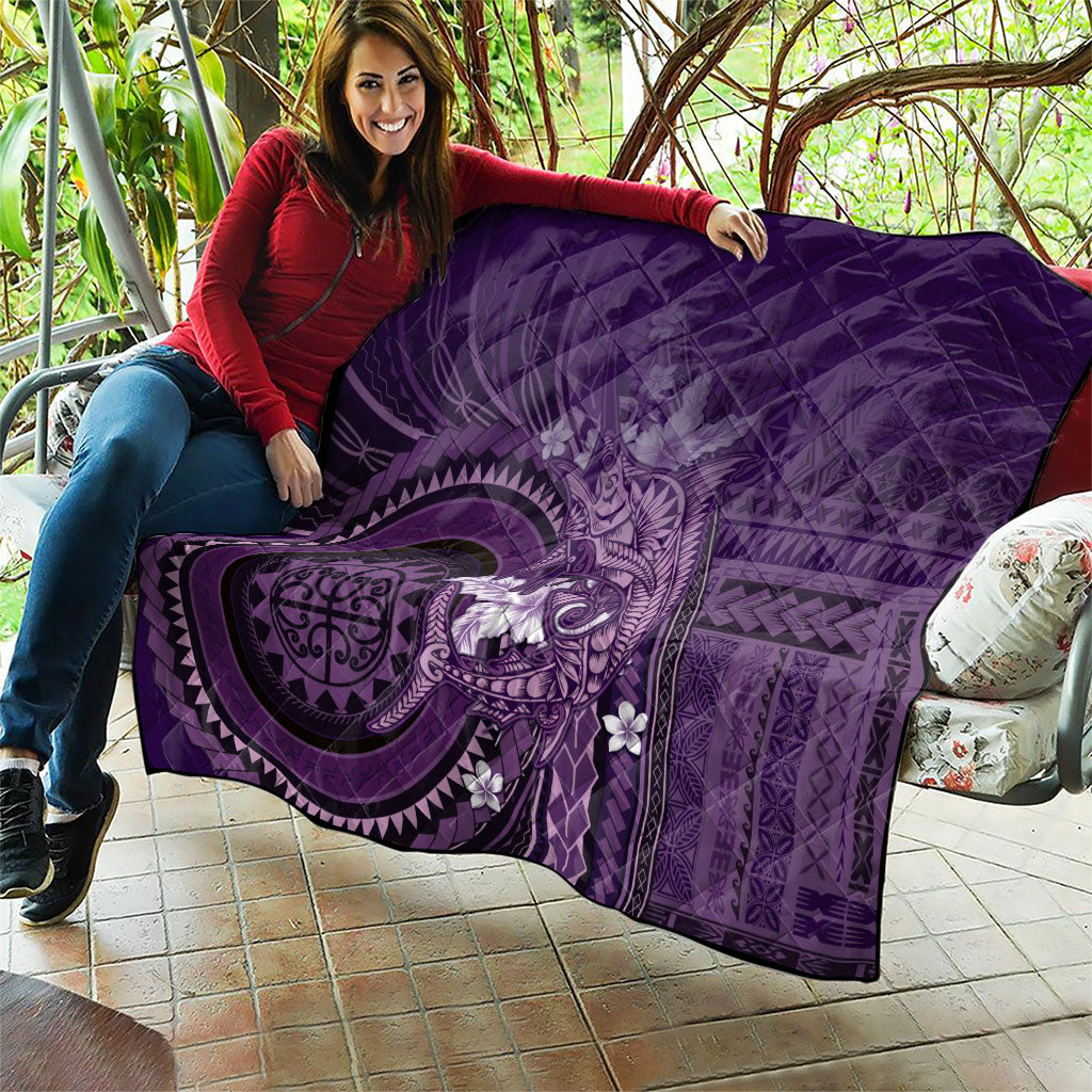 Samoa Tatau Marlin Quilt With Siapo Motifs Violet LT05 - Polynesian Pride