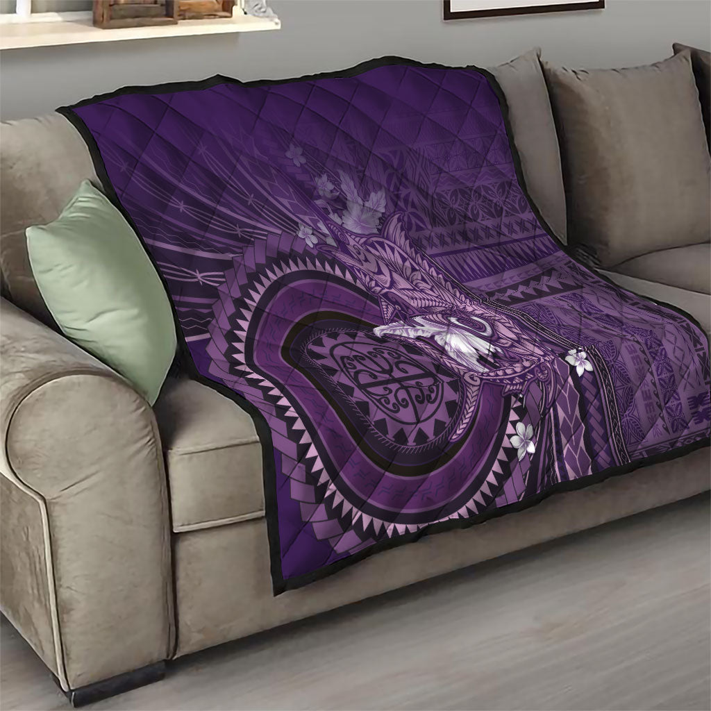 Samoa Tatau Marlin Quilt With Siapo Motifs Violet LT05 - Polynesian Pride