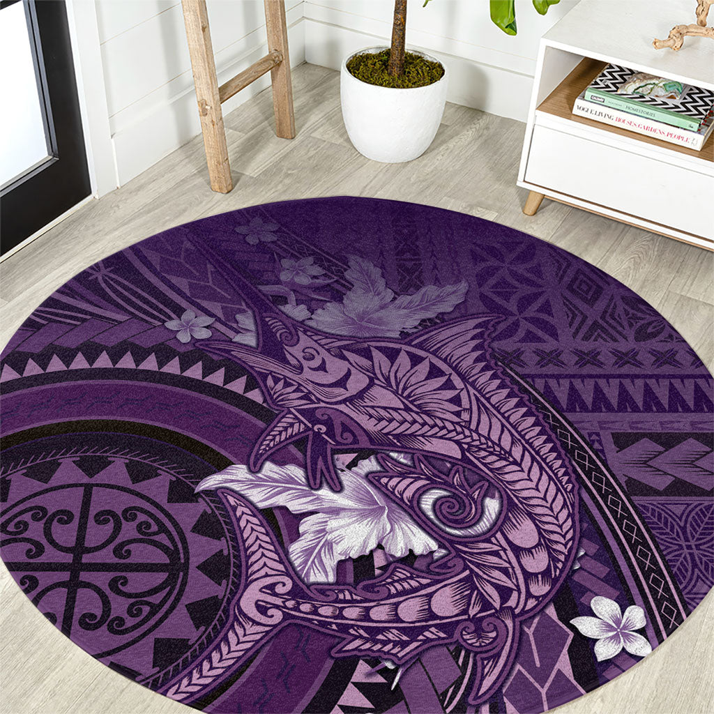 Samoa Tatau Marlin Round Carpet With Siapo Motifs Violet LT05 Violet - Polynesian Pride