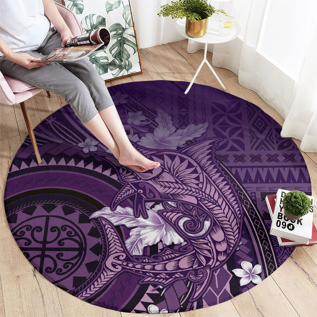 Samoa Tatau Marlin Round Carpet With Siapo Motifs Violet LT05 - Polynesian Pride