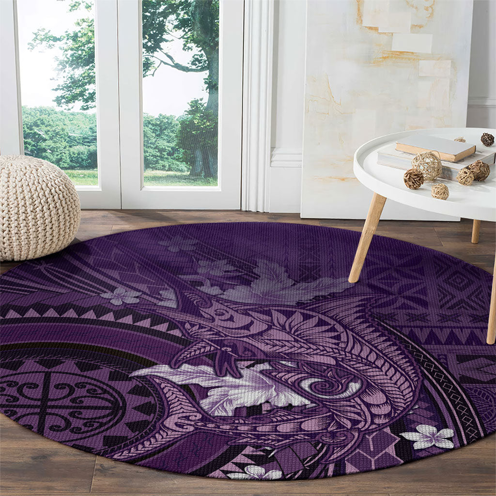Samoa Tatau Marlin Round Carpet With Siapo Motifs Violet LT05 - Polynesian Pride