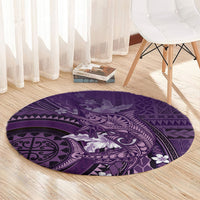 Samoa Tatau Marlin Round Carpet With Siapo Motifs Violet LT05 - Polynesian Pride