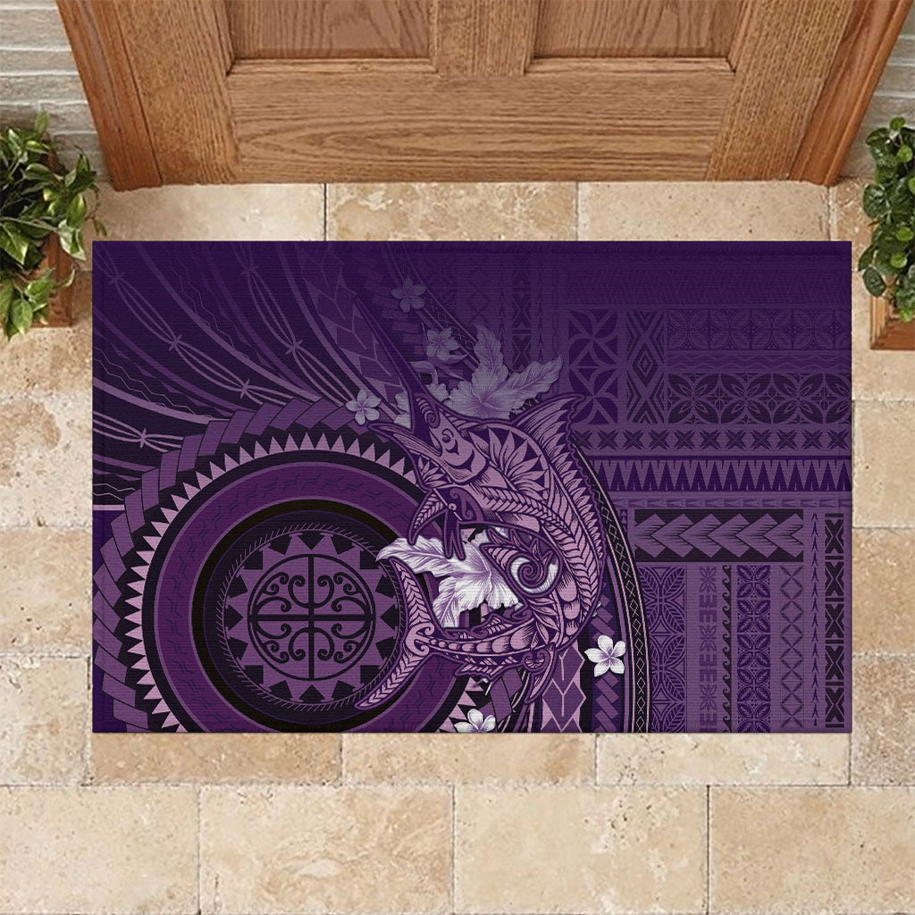 Samoa Tatau Marlin Rubber Doormat With Siapo Motifs Violet LT05 Violet - Polynesian Pride