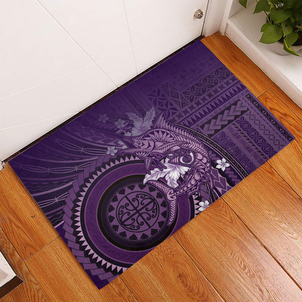 Samoa Tatau Marlin Rubber Doormat With Siapo Motifs Violet LT05 - Polynesian Pride