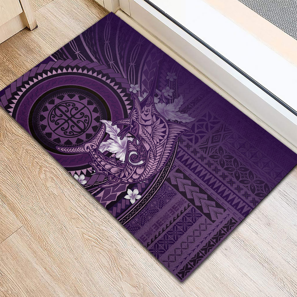 Samoa Tatau Marlin Rubber Doormat With Siapo Motifs Violet LT05 - Polynesian Pride