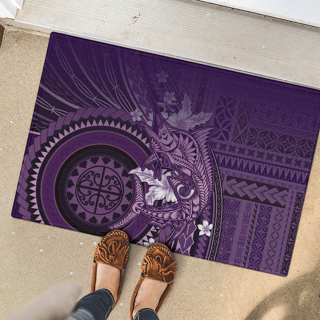 Samoa Tatau Marlin Rubber Doormat With Siapo Motifs Violet LT05 - Polynesian Pride