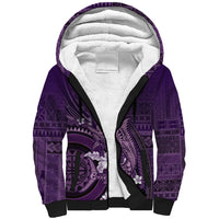Samoa Tatau Marlin Sherpa Hoodie With Siapo Motifs Violet LT05 Unisex Violet - Polynesian Pride