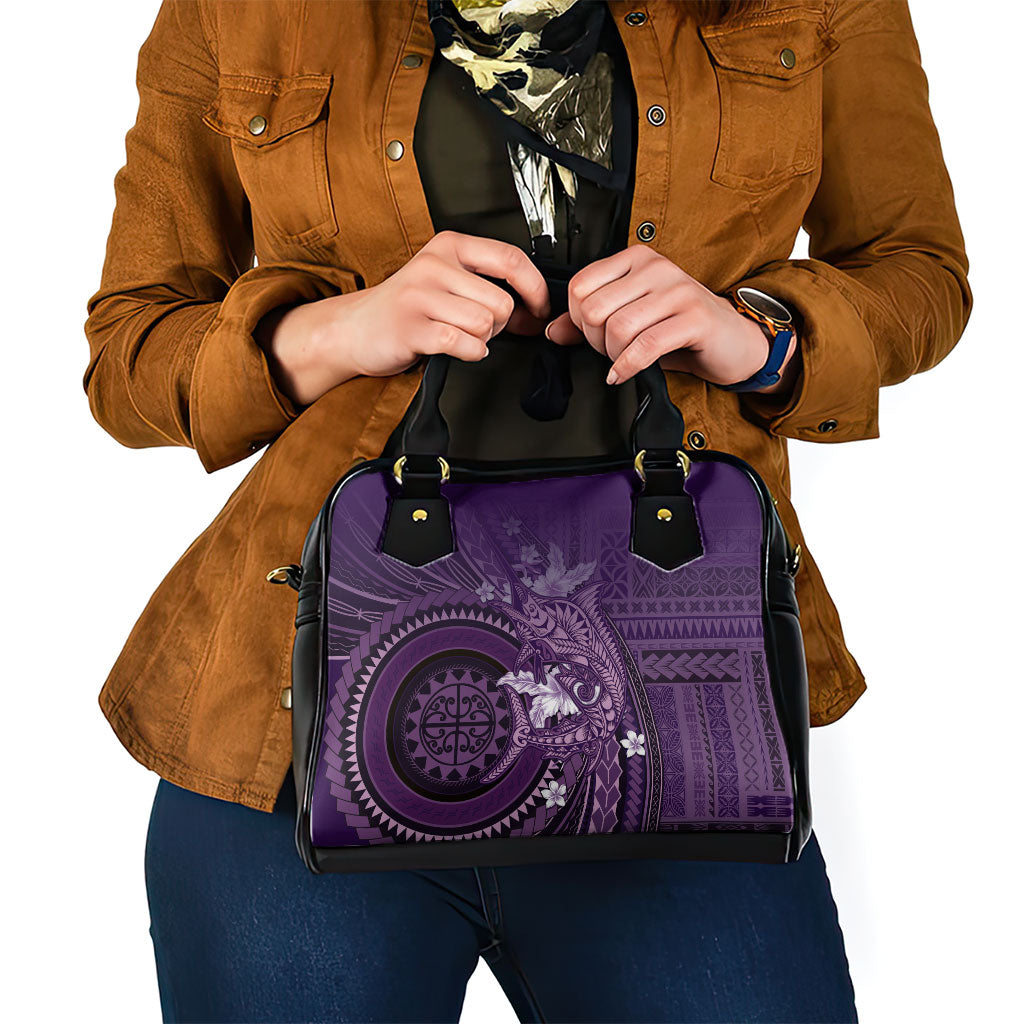 Samoa Tatau Marlin Shoulder Handbag With Siapo Motifs Violet LT05 - Polynesian Pride