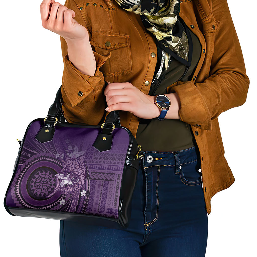 Samoa Tatau Marlin Shoulder Handbag With Siapo Motifs Violet LT05 - Polynesian Pride
