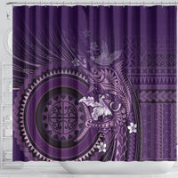 Samoa Tatau Marlin Shower Curtain With Siapo Motifs Violet LT05 - Polynesian Pride