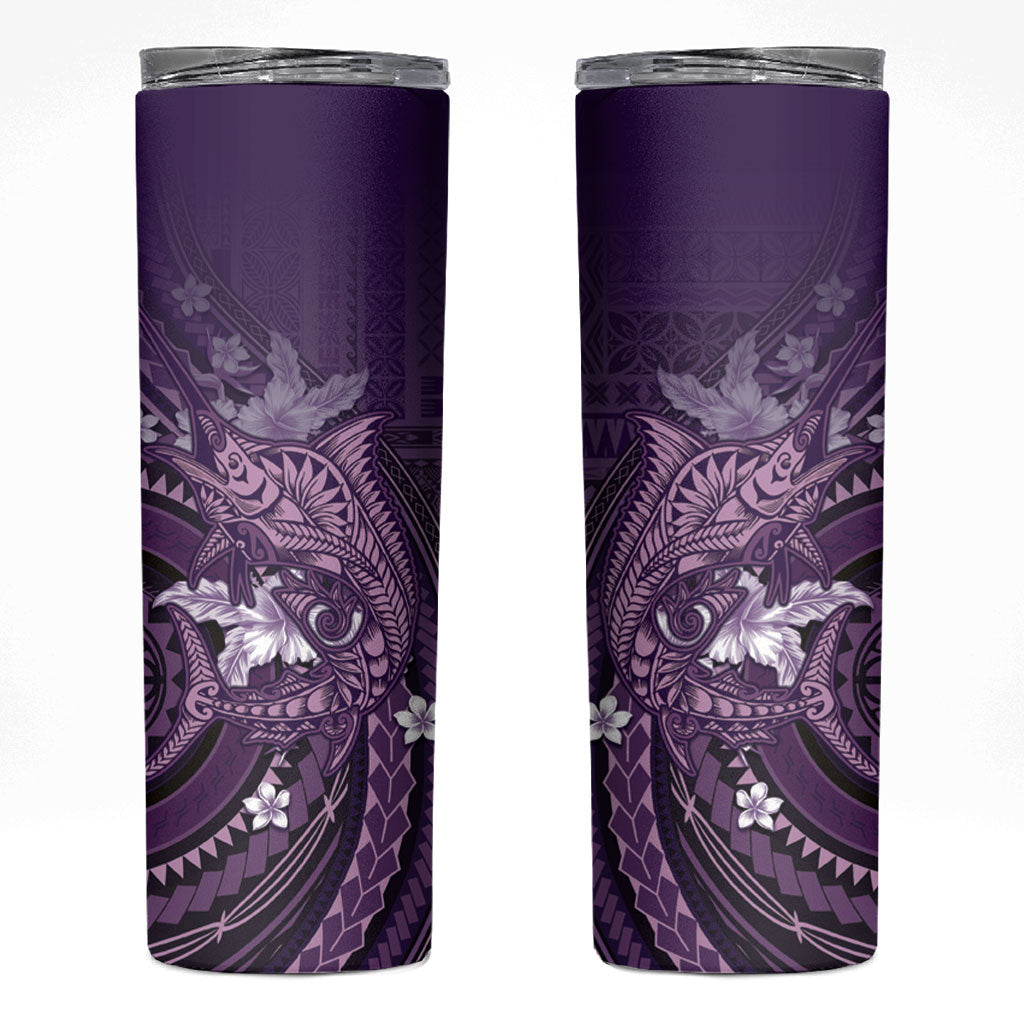 Samoa Tatau Marlin Skinny Tumbler With Siapo Motifs Violet LT05 Violet - Polynesian Pride