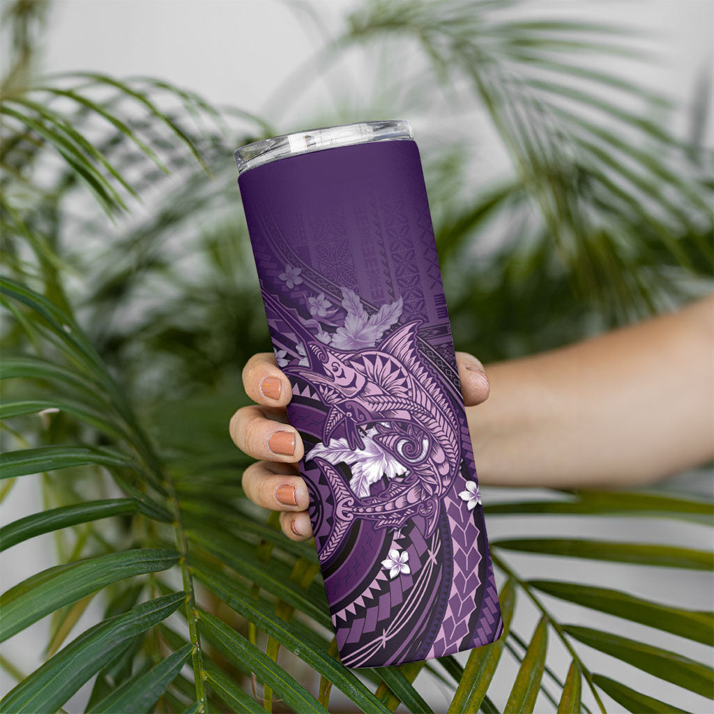 Samoa Tatau Marlin Skinny Tumbler With Siapo Motifs Violet LT05 - Polynesian Pride