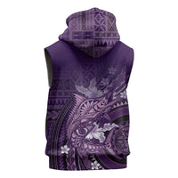 Samoa Tatau Marlin Sleeveless Hoodie With Siapo Motifs Violet LT05 - Polynesian Pride