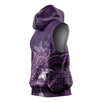 Samoa Tatau Marlin Sleeveless Hoodie With Siapo Motifs Violet LT05 - Polynesian Pride