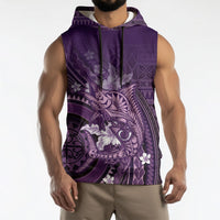 Samoa Tatau Marlin Sleeveless Hoodie With Siapo Motifs Violet LT05 - Polynesian Pride