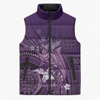 Samoa Tatau Marlin Sleeveless Puffer Jacket With Siapo Motifs Violet LT05 Unisex Violet - Polynesian Pride