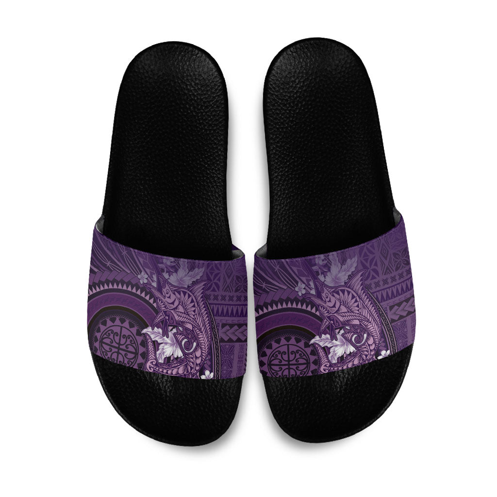 Samoa Tatau Marlin Slide Sandals With Siapo Motifs Violet LT05 Violet - Polynesian Pride