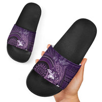 Samoa Tatau Marlin Slide Sandals With Siapo Motifs Violet LT05 - Polynesian Pride