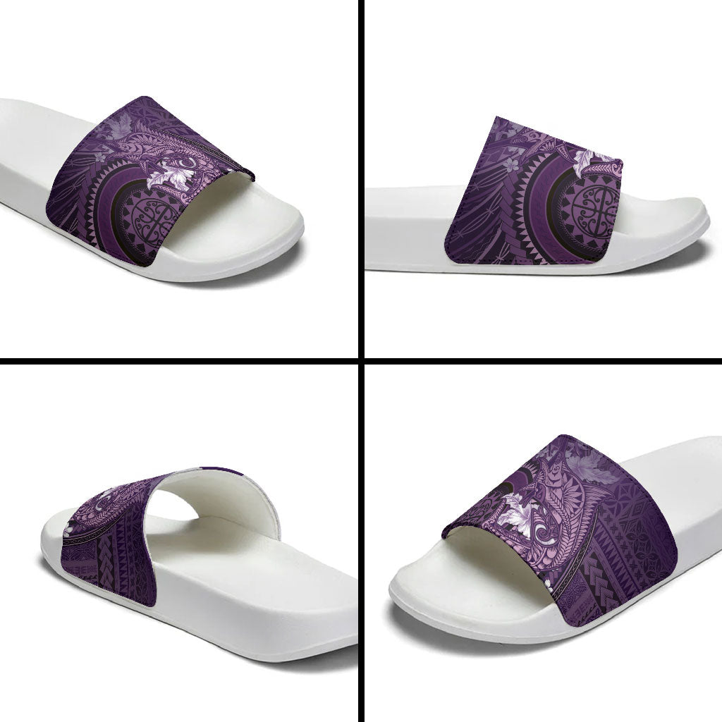Samoa Tatau Marlin Slide Sandals With Siapo Motifs Violet LT05 - Polynesian Pride