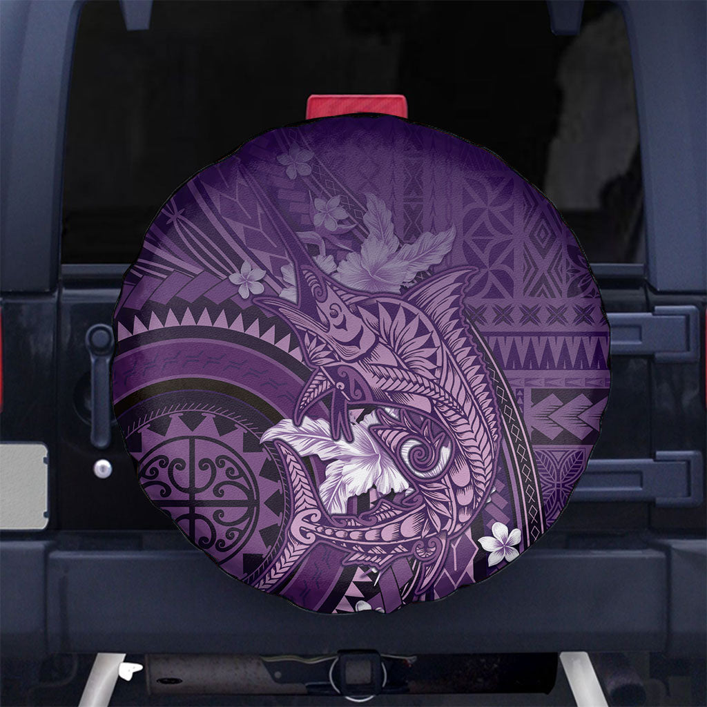 Samoa Tatau Marlin Spare Tire Cover With Siapo Motifs Violet