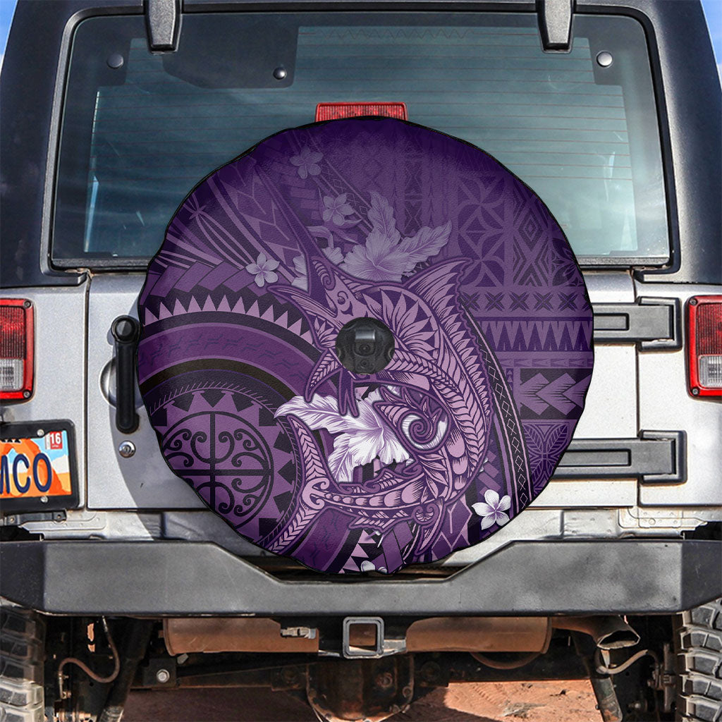 Samoa Tatau Marlin Spare Tire Cover With Siapo Motifs Violet LT05 Violet - Polynesian Pride