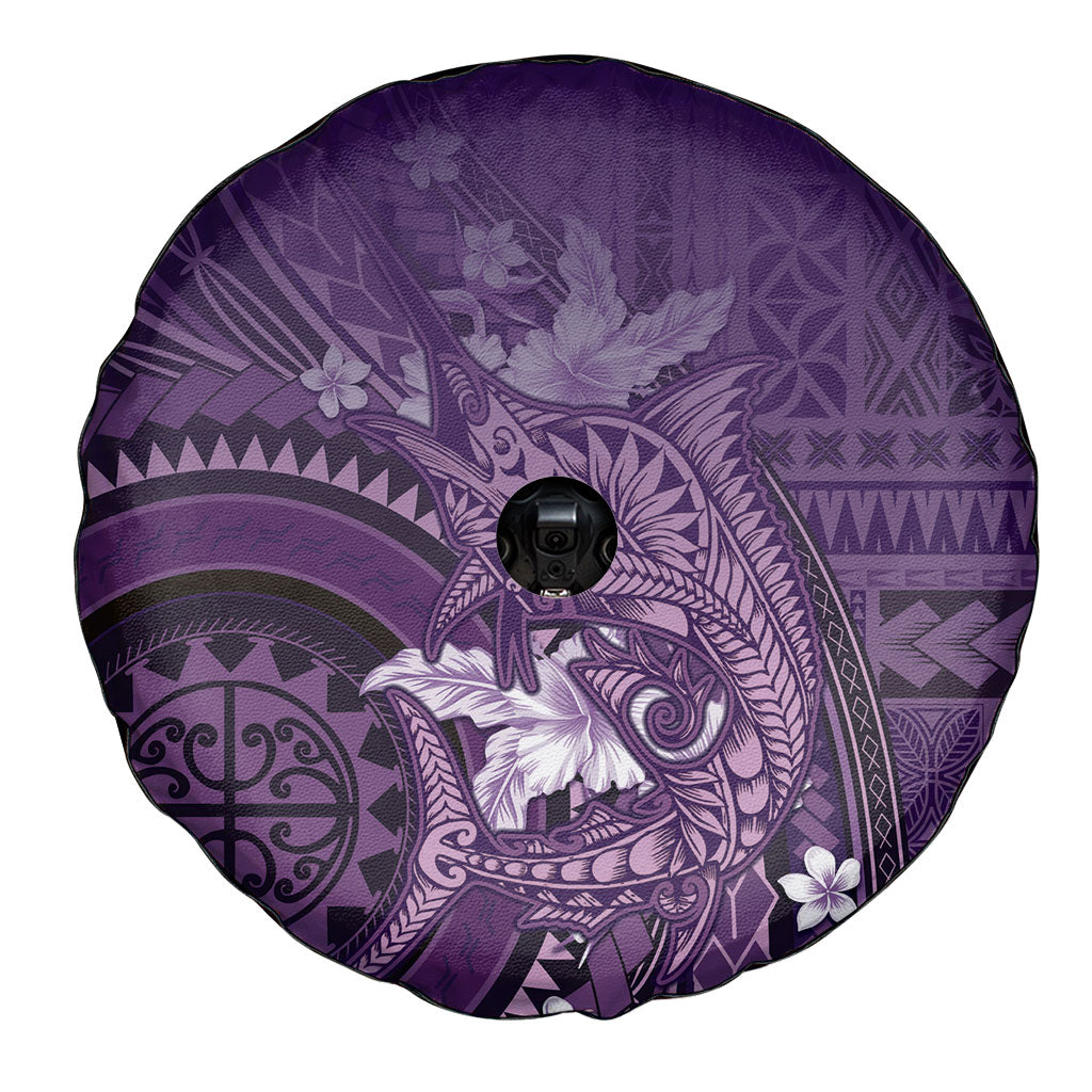 Samoa Tatau Marlin Spare Tire Cover With Siapo Motifs Violet LT05 - Polynesian Pride