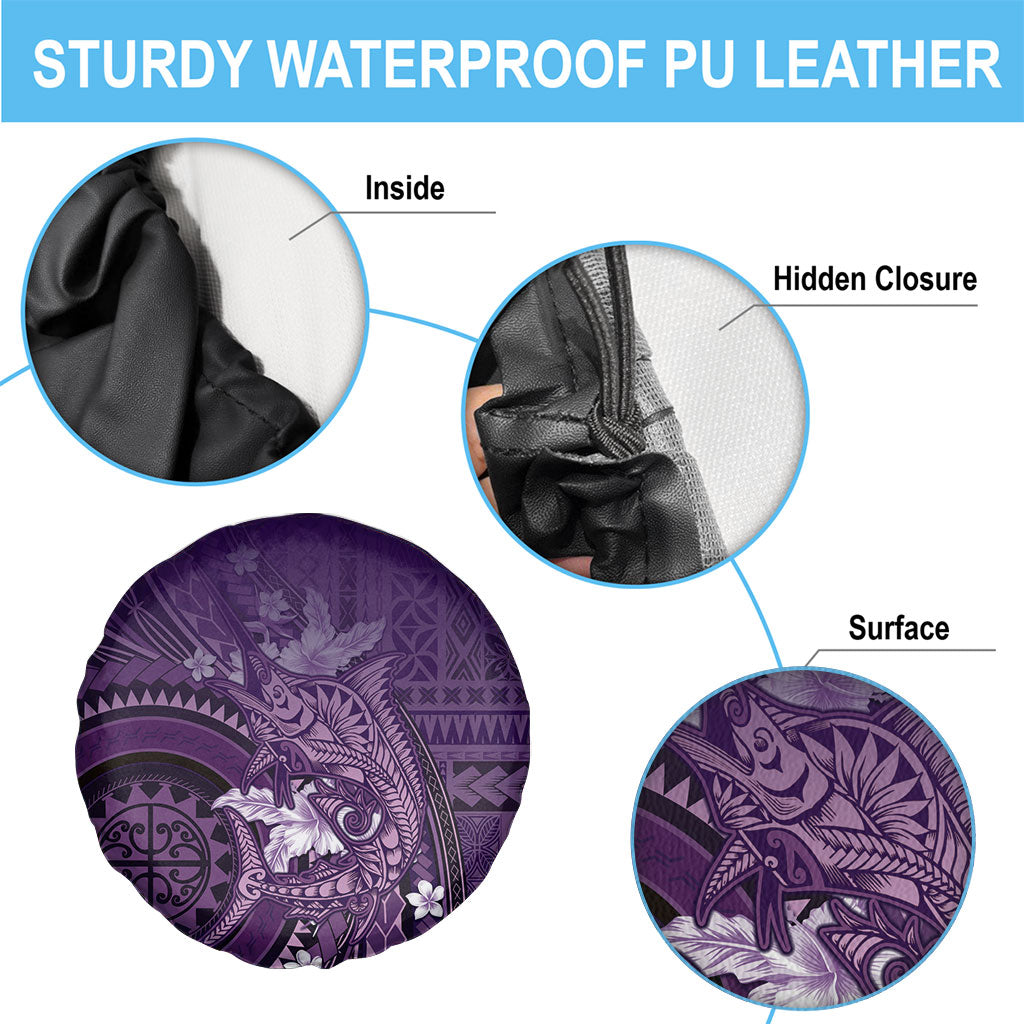 Samoa Tatau Marlin Spare Tire Cover With Siapo Motifs Violet LT05 - Polynesian Pride