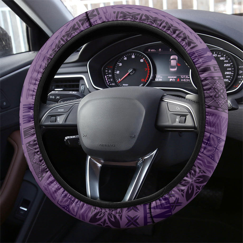 Samoa Tatau Marlin Steering Wheel Cover With Siapo Motifs Violet LT05 - Polynesian Pride