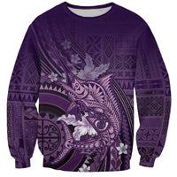 Samoa Tatau Marlin Sweatshirt With Siapo Motifs Violet LT05 Unisex Violet - Polynesian Pride