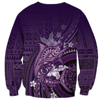 Samoa Tatau Marlin Sweatshirt With Siapo Motifs Violet LT05 - Polynesian Pride