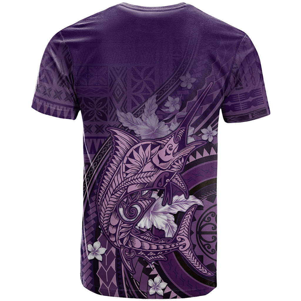 Samoa Tatau Marlin T Shirt With Siapo Motifs Violet LT05 - Polynesian Pride