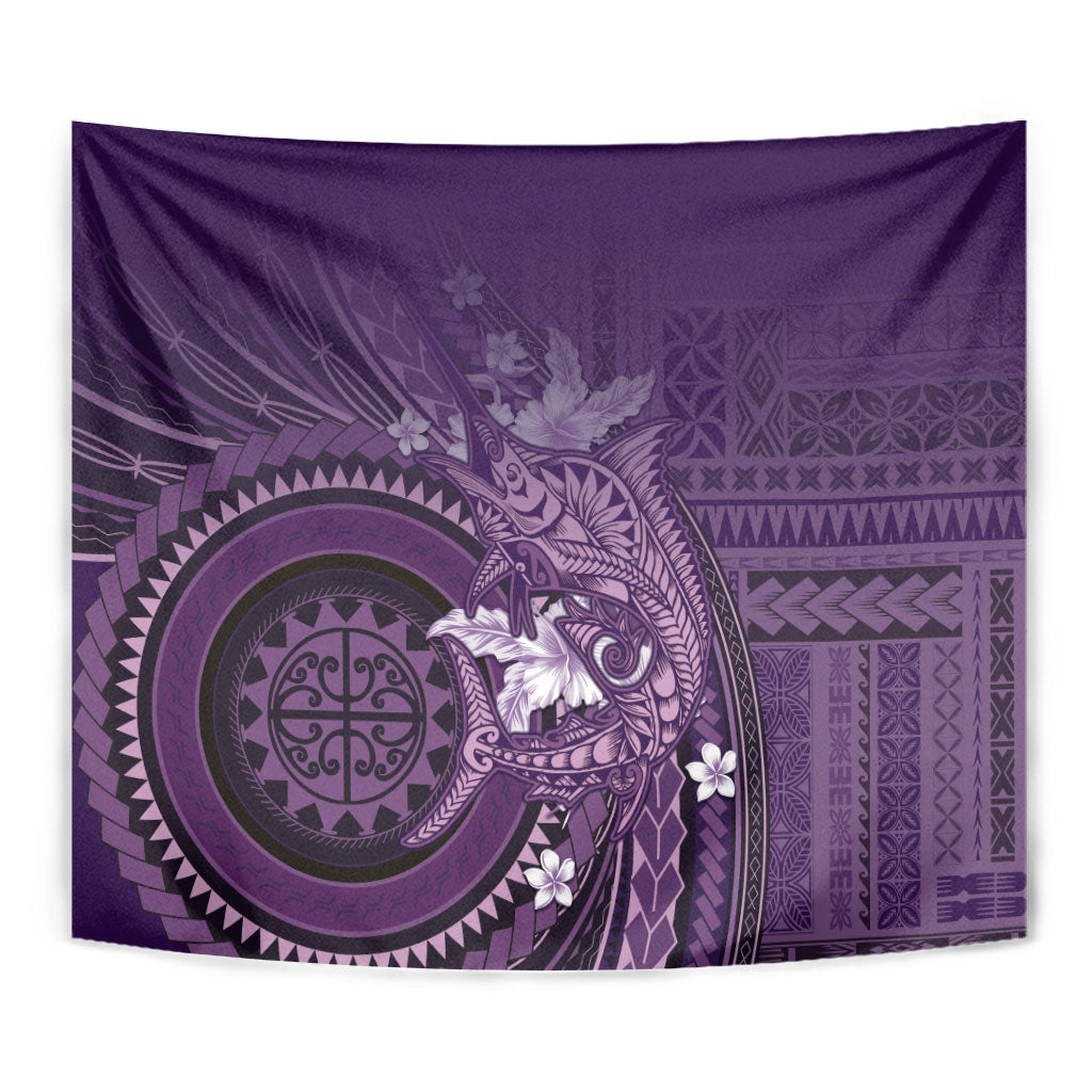 Samoa Tatau Marlin Tapestry With Siapo Motifs Violet